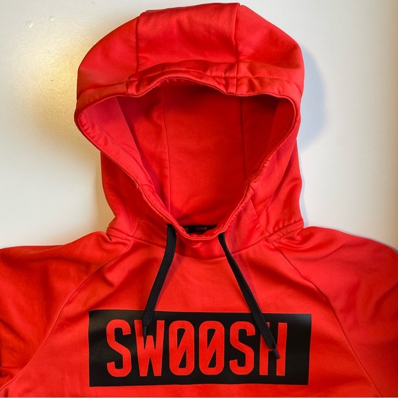 Nike Dri-Fit Swoosh Hoodie - Hot Red & Fleece Lined - Size Medium - Picture 3 of 12
